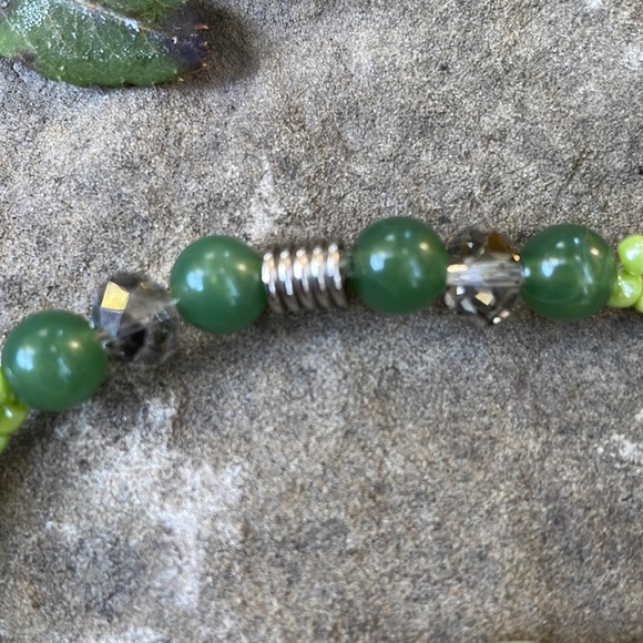 Handmade Bracelet New & Upcycled Beads, Multifaceted Crystals, Semiprecious Gems - Picture 4 of 5